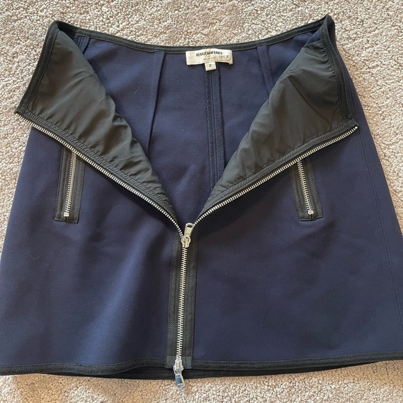 KaufmanFranco Collective Zip A Line Mini Skirt, Navy Blue With Black Trim, Sz. 2 - Picture 7 of 14